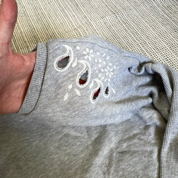 American Eagle Heather Grey Sweatshirt with Paisley Cutouts - Picture 2 of 5
